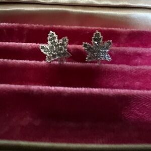 Vintage Keyes Silver Tone Maple Leaf Earrings
